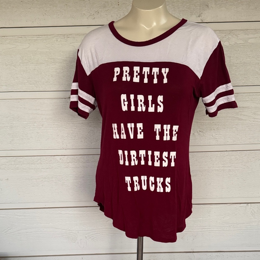Recycled Karma Burgundy and White Graphic Tee